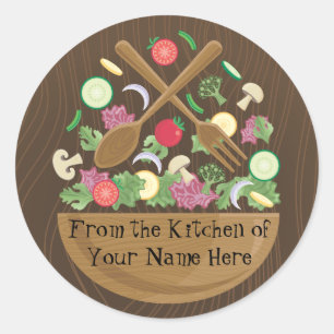 Retro Vegetable Bowl Classic Round Sticker