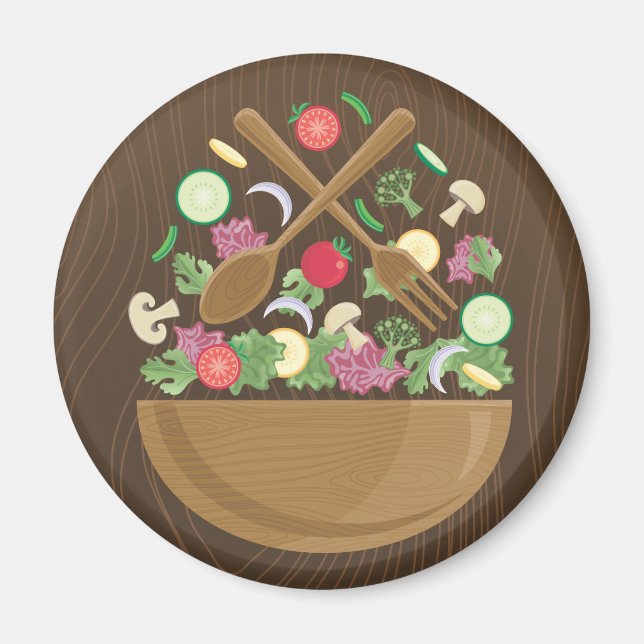Retro Vegetable Bowl Magnet (Front)