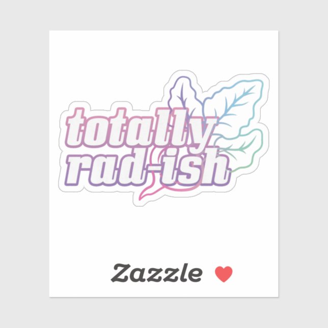 Retro Vegetable Pun: Totally Rad-ish Sticker (Sheet)