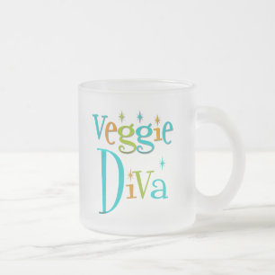 Retro Veggie Diva Frosted Glass Coffee Mug