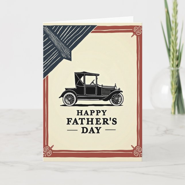 Retro Vehicle Fathers Day Card (Front)