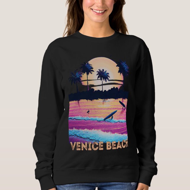 Retro Venice Beach California Souvenir Surf Sweatshirt (Front)