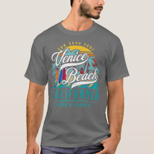 Retro Venice Beach California Sun Sand Surf Palm T T-Shirt