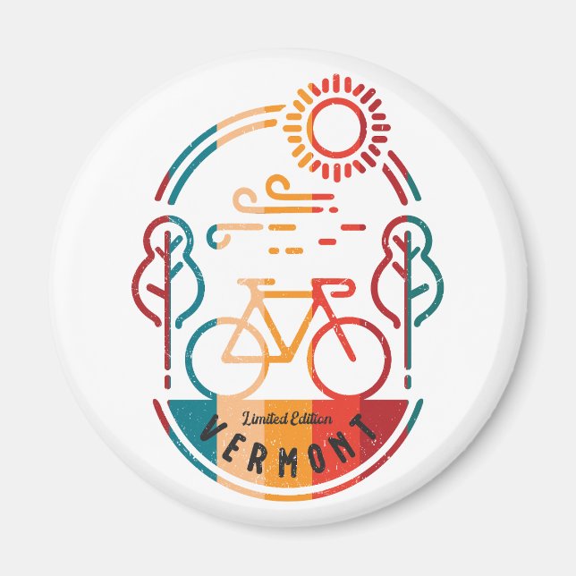 Retro Vermont Bike Trail Magnet (Front)