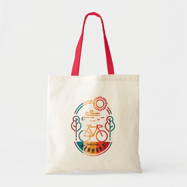 Retro Vermont Bike Trail Tote Bag (Front)