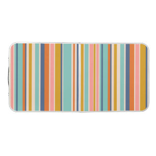 Retro vertical orange blue and yellow pink stripes beer pong table
