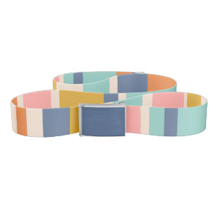 Retro vertical orange blue and yellow pink stripes belt