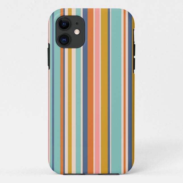 Retro vertical orange blue and yellow pink stripes Case-Mate iPhone case (Back)