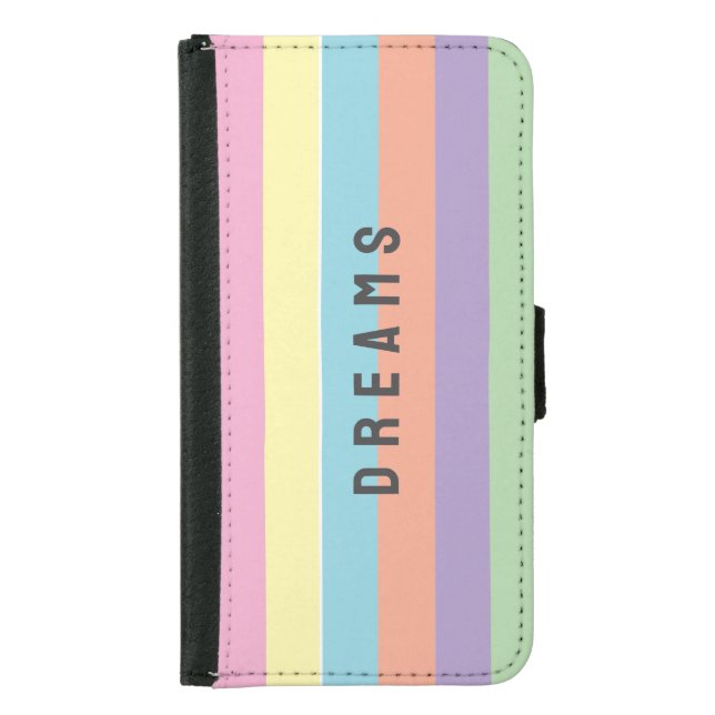 Retro Vertical stripes Dreams custom name  Samsung Galaxy Wallet Case (Front)