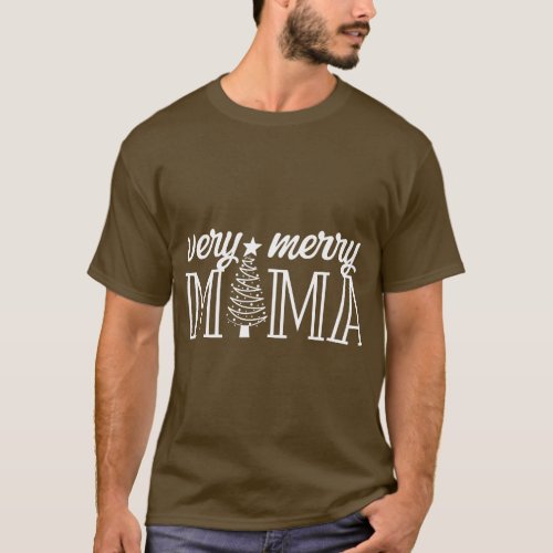 Retro Very Merry Mama Christmas Gifts For Mommy Ma T_Shirt