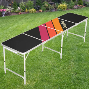 Retro VHS Striped with Name Beer Pong Table