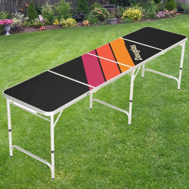 Retro VHS Striped with Name Beer Pong Table (Creator Uploaded)