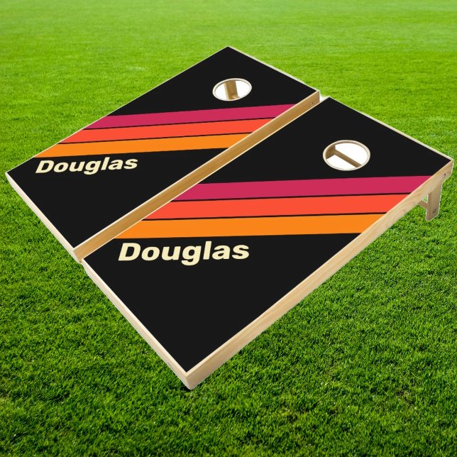 Retro VHS Stripes with Name Cornhole Set (Creator Uploaded)