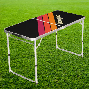 Retro VHS Stripes with Name Tailgate Beer Pong Table