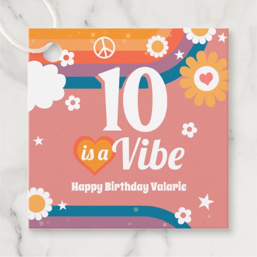 Retro  Vibe 10th Birthday  Favor Tags