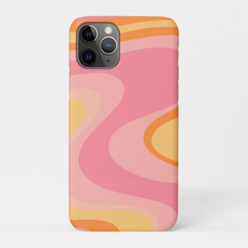 Retro Vibe Abstract Swirl 60s 70s Pink and Orange iPhone 11 Pro Case