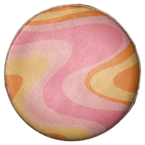 Retro Vibe Abstract Swirl 60s 70s Pink and Orange  Chocolate Covered Oreo