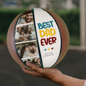 Retro Vibe 'Best Dad Ever' 4 Photo Collage Basketball