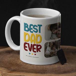Retro Vibe 'Best Dad Ever' 4 Photo Collage Coffee Mug