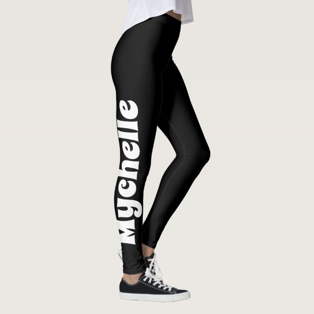 Retro Vibe Black Personalized Yoga & Pilates Leggings (Right)