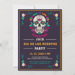 Retro Vibe Day Of The Dead, Dia De Los Muertos Invitation