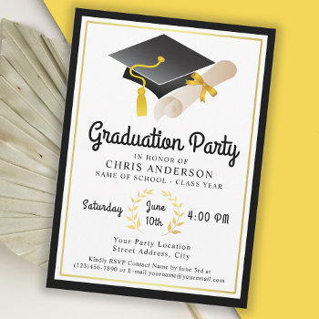 Retro Vibe Graduation Party Invitation by Oasis_Landing at Zazzle