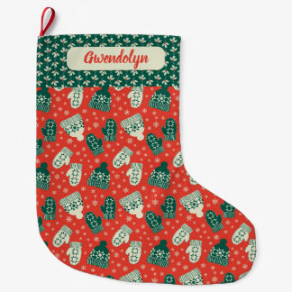 Retro Vibe Hats & Mittens Christmas Stocking