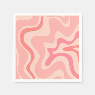 Retro Vibe Liquid Swirl Pattern in Blush Pink Napkins