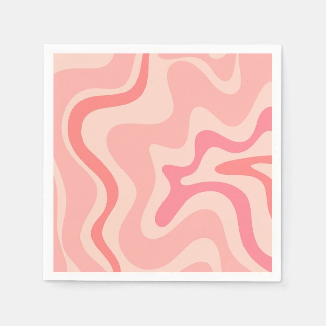 Retro Vibe Liquid Swirl Pattern in Blush Pink Napkins (Front)