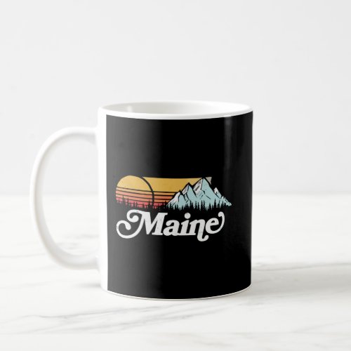 Retro Vibe Maine Vintage Mountains Sun Coffee Mug