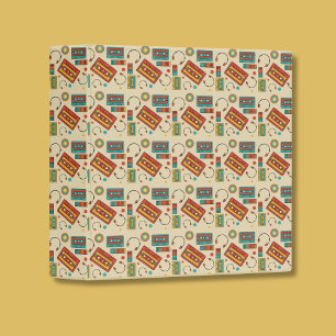 Retro Vibes - 1980s Cassette Tapes Pattern 3 Ring Binder