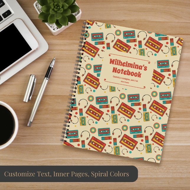 Retro Vibes - 1980s Cassette Tapes Pattern Notebook (Creator Uploaded)