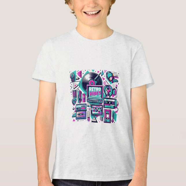 Retro Vibes 90s T-Shirt Tri-Blend Shirt (Front)
