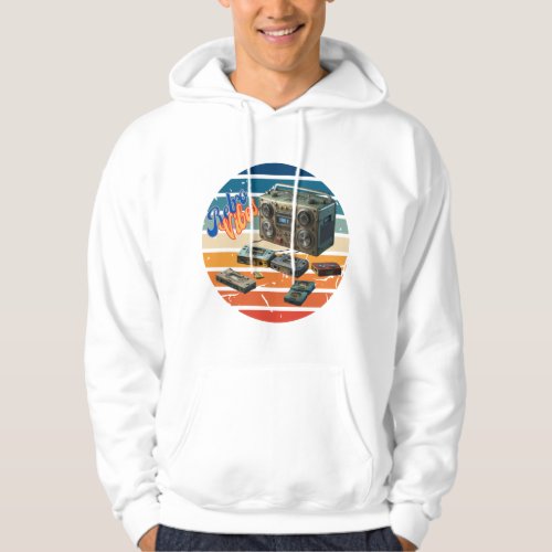 Retro Vibes Boomboxes and Cassette Tapes Hoodie