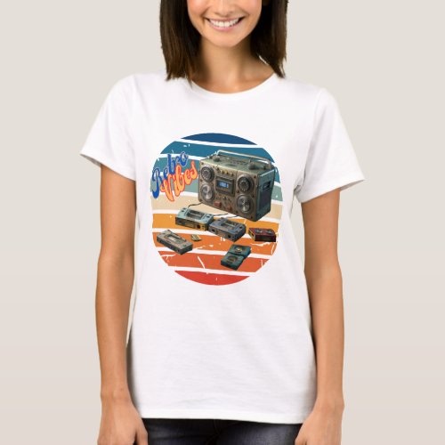 Retro Vibes Boomboxes and Cassette Tapes T_Shirt