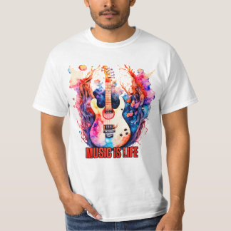 Retro Vibes: Colorful Vintage Guitar Tee