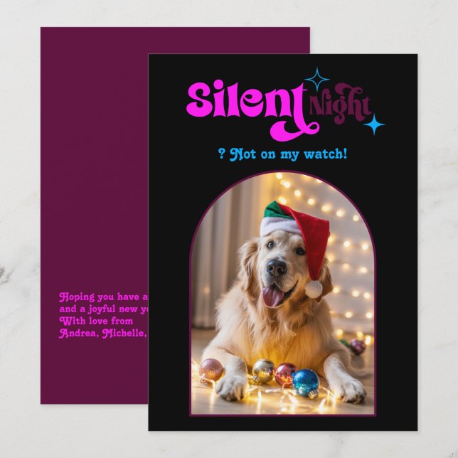 Retro Vibes Funny Retro Pet Dog Christmas Photo Holiday Card (Front/Back)