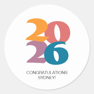 Retro Vibes Graduation Celebration Party Classic Round Sticker