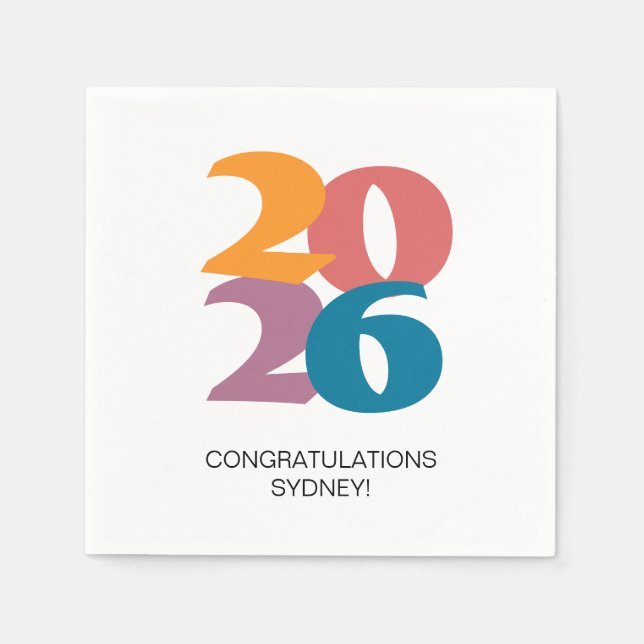 Retro Vibes Graduation Celebration Party Napkins (Front)