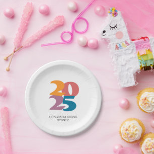 Retro Vibes Graduation Celebration Party Paper Plates