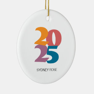 Retro Vibes Graduation Class of 2025 Ceramic Ornament
