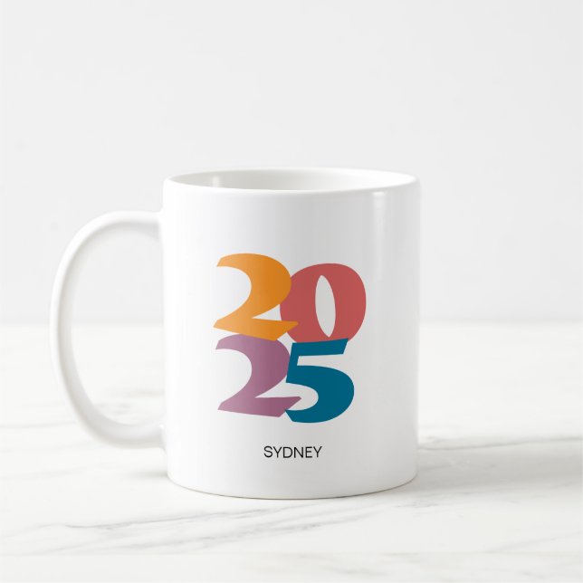 Retro Vibes Graduation Class of 2025 Coffee Mug (Left)