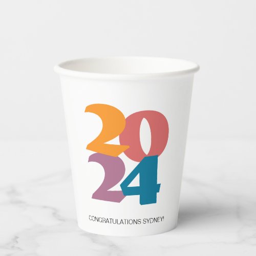 Retro Vibes Graduation Party Class of 2024 Paper Cups