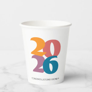 Retro Vibes Graduation Party Class of 2026 Paper Cups