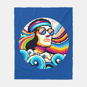 Retro Vibes: Groovy Hobbies in Pixel Art Fleece Blanket