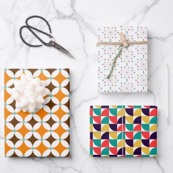 Retro Vibes Modern Mid Century Colorful Mix Wrappi Wrapping Paper Sheets by Flissitations at Zazzle