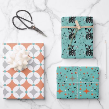 Retro Vibes Modern Mid Century Colorful Wrapping Paper Sheets by Flissitations at Zazzle