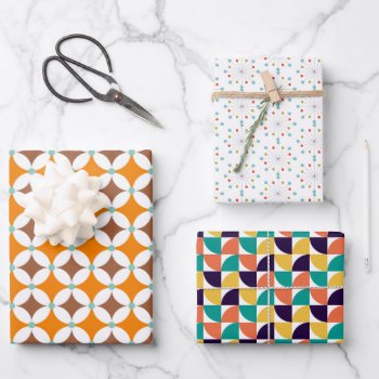Retro Vibes Modern Mid Century Mixed Patterns Wrapping Paper Sheets by Flissitations at Zazzle