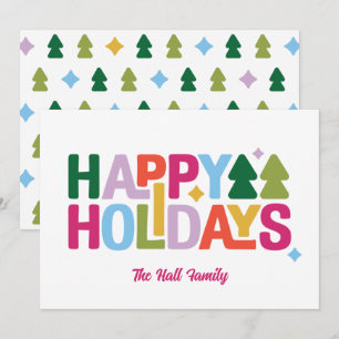 Retro Vibes Multi-Color Holiday Card
