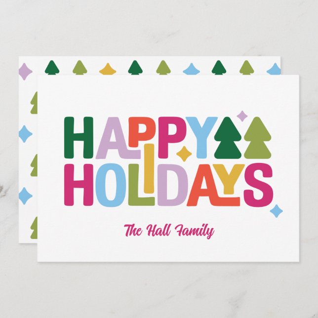 Retro Vibes Multi-Color Holiday Card (Front/Back)